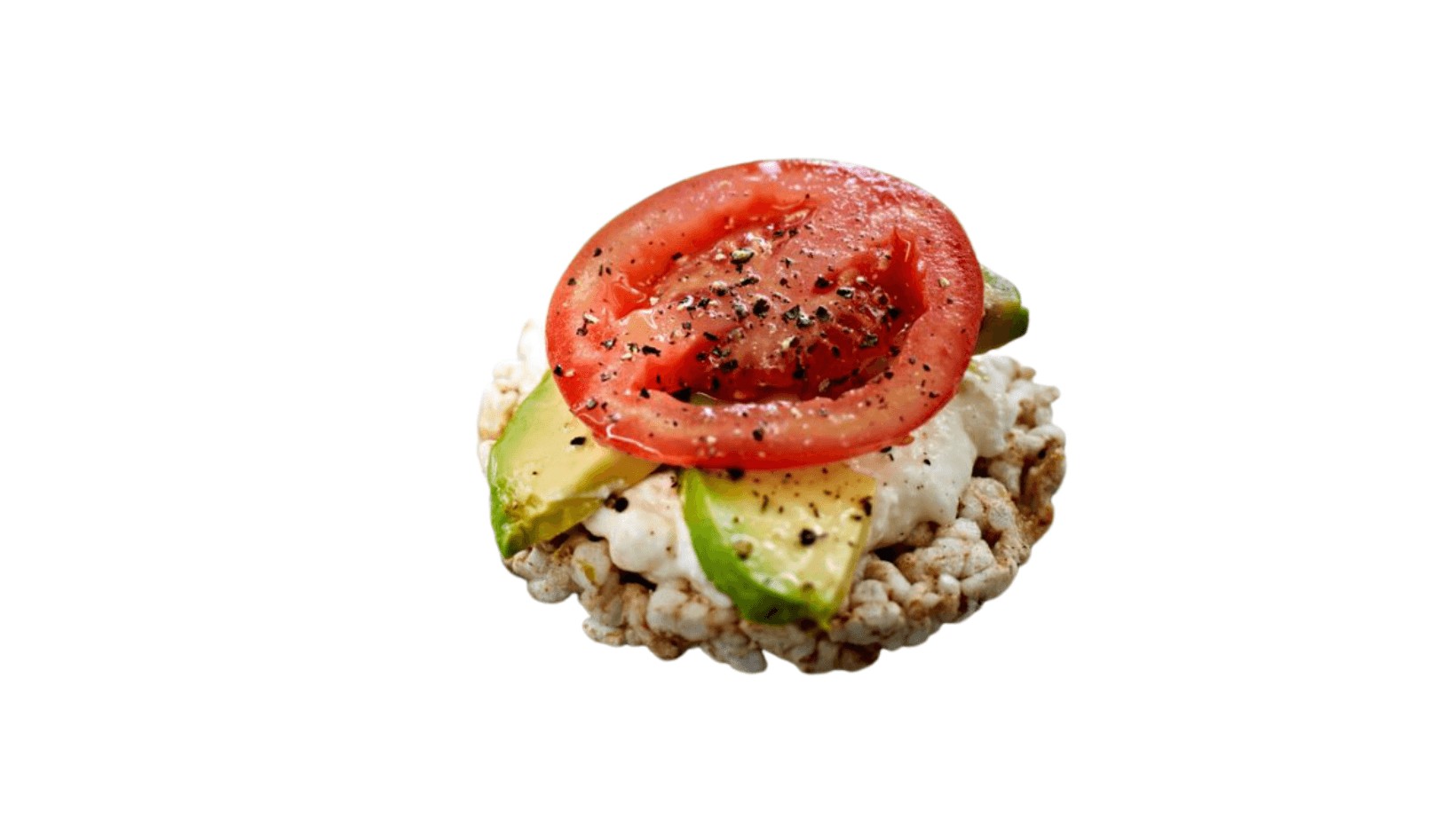 Rice cakes with avocado, tomato and cottage cheese