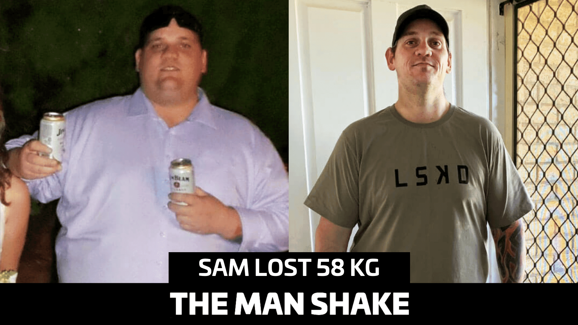 Sam lost 58kg after hitting rock bottom