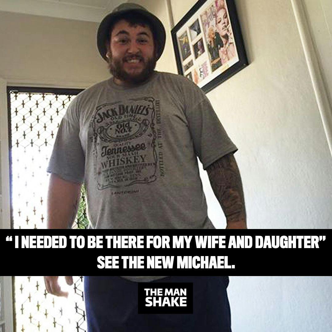 Michael lost 35kg to be there for his wife and daughter